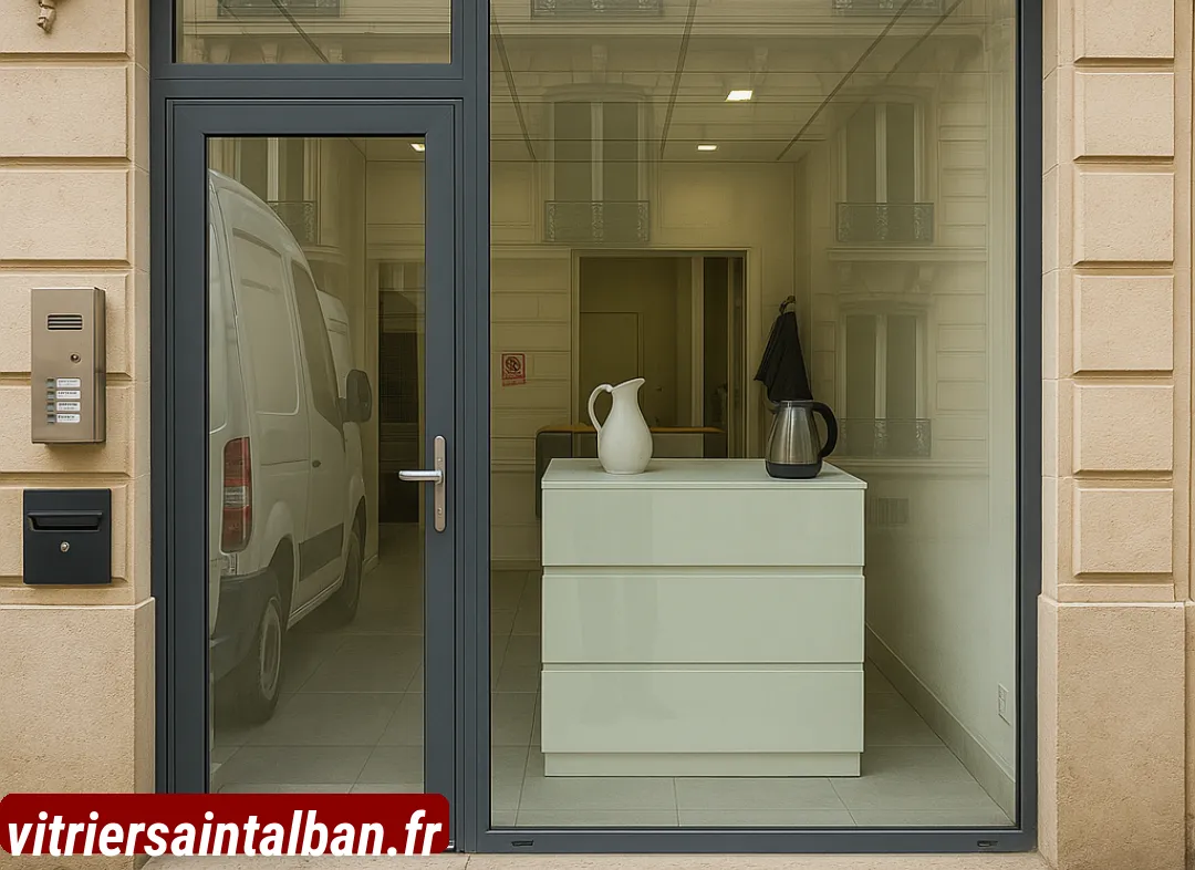 Façade vitrine de magasin en aluminium sur mesure à Saint-Alban